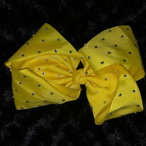 Bright Yellow 8" Rhinestone Boutique Bow   HANDCRAFTED - Picture 3 of 3